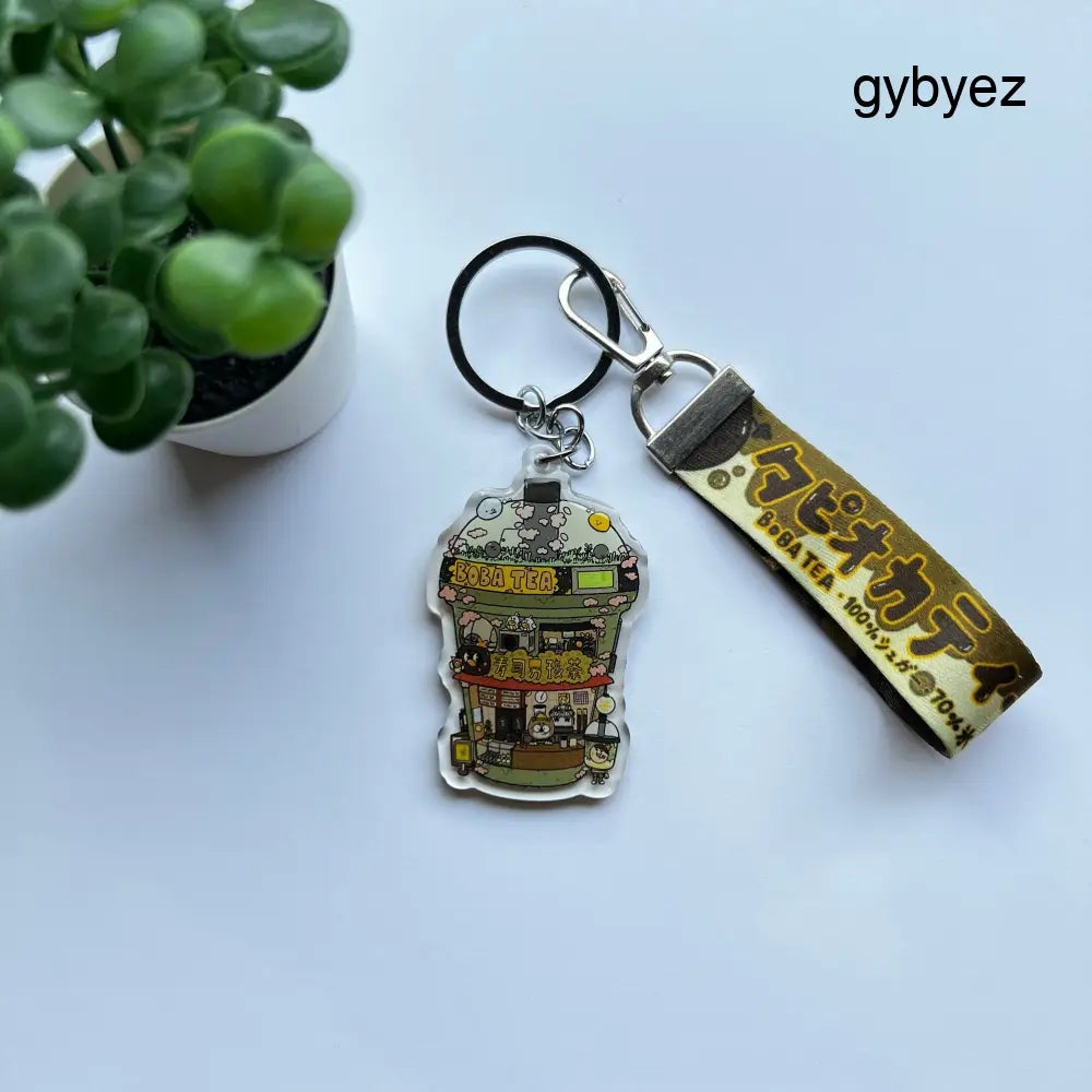 Bubble Tea Keychain W/ Lanyard - keychains