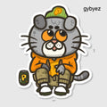 Cat with hoodie Vinyl Sticker - Sticker