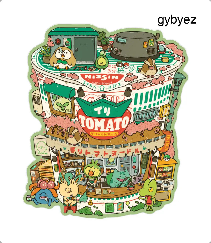 Chili Tomato Noodle Vinyl Sticker (Grass Pokemon) - Sticker