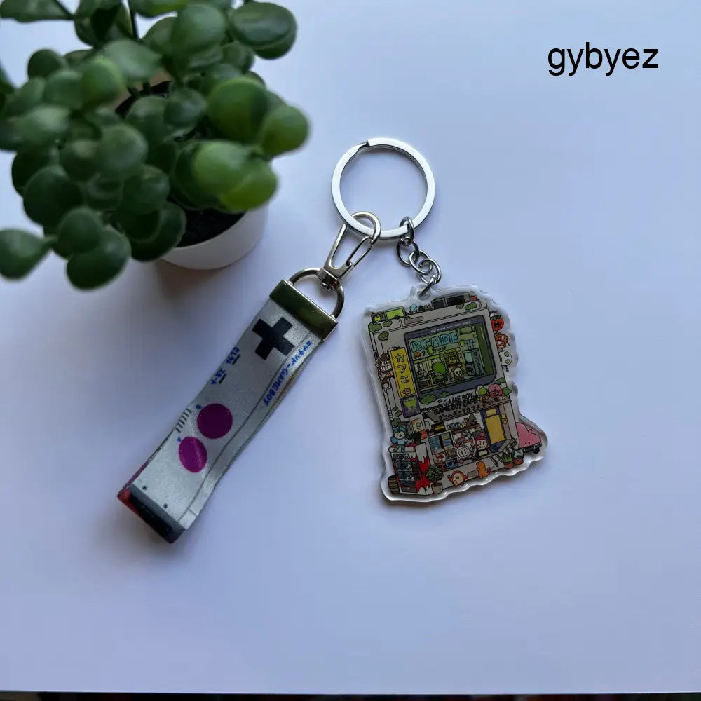 Gameboy Arcade Keychain W/ Lanyard - keychains
