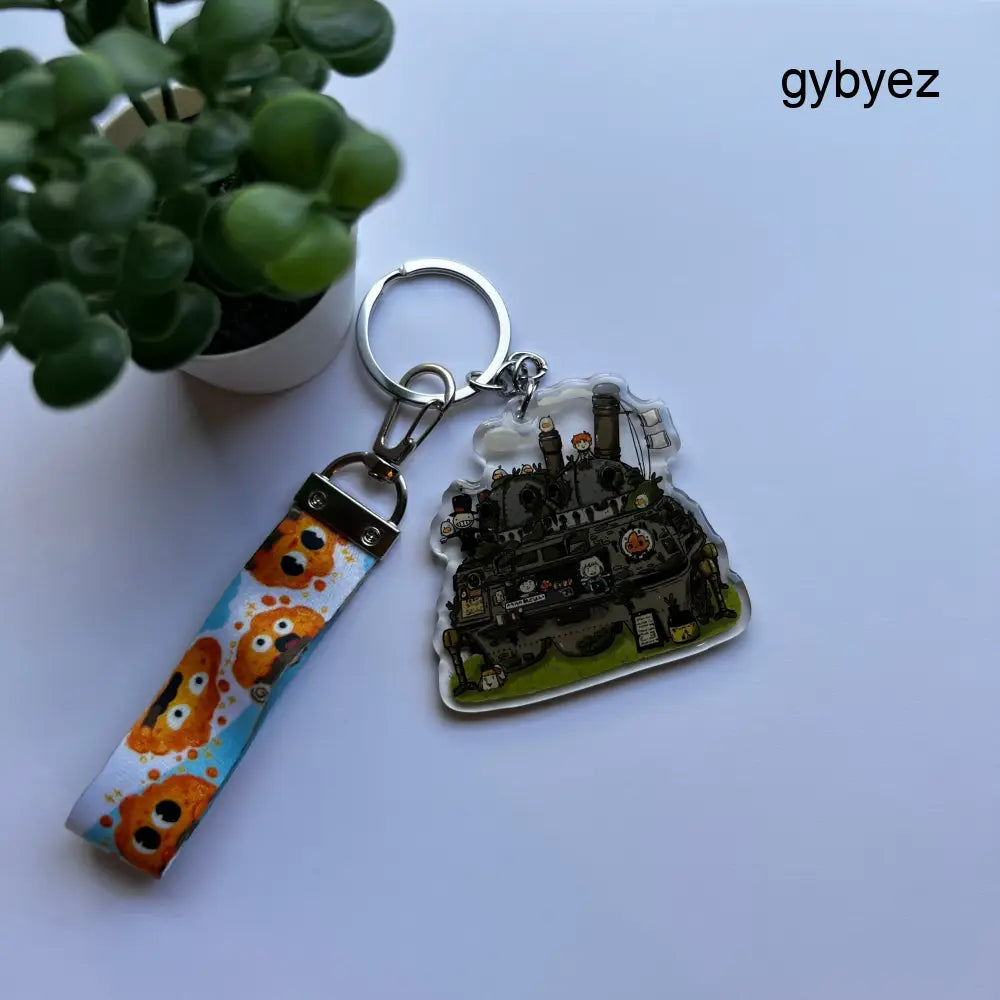 Howl’s Moving Castle Keychain W/ Lanyard - keychains